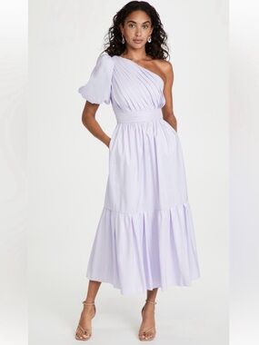knee length dresses for ladies I.H.F Tulips Guipure Lace and Silk Taffeta Lilac Gown